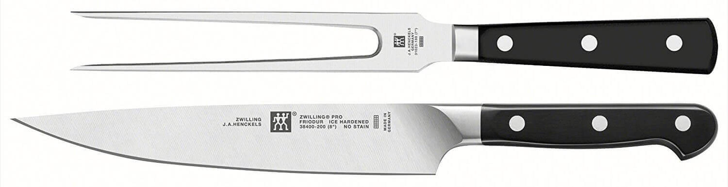 Coffret à découper Zwilling Pro forgé - 1 fourchette à viande + 1 couteau à trancher