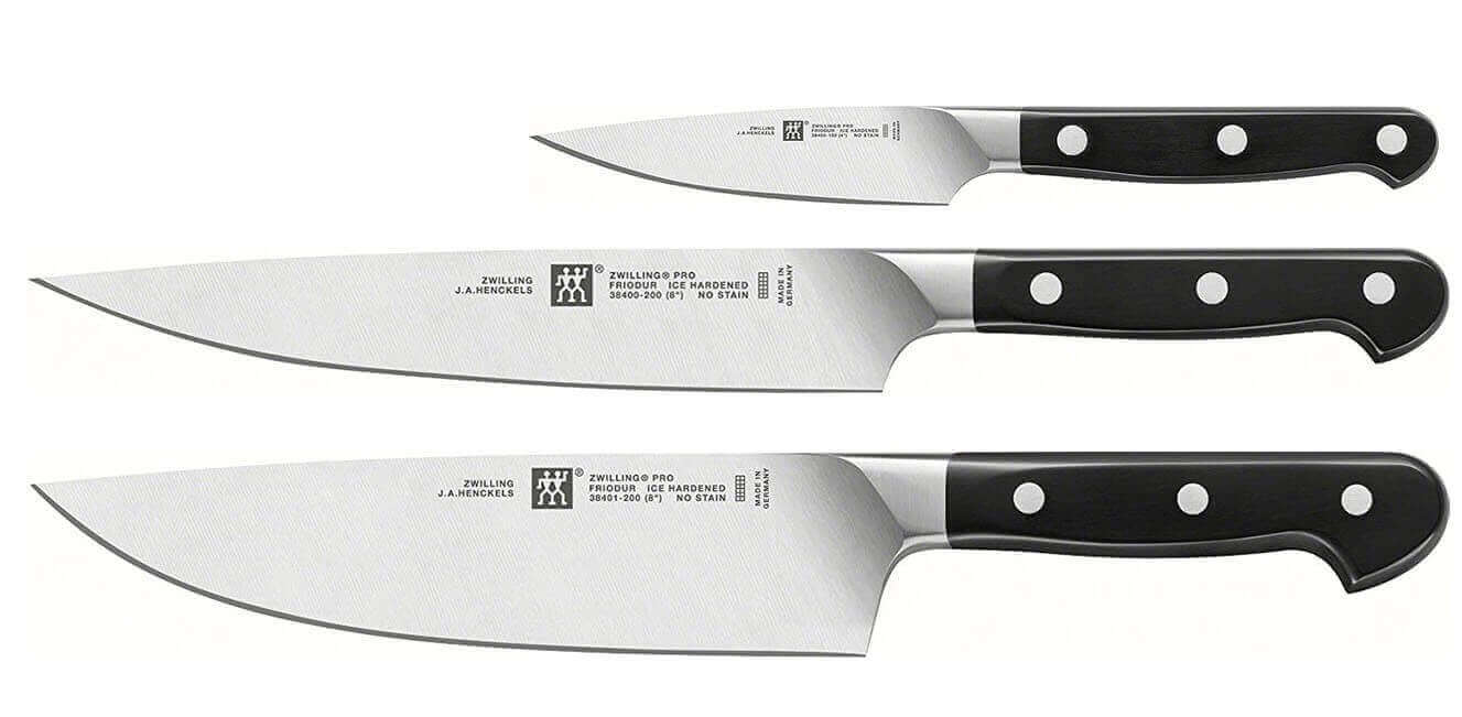 Coffret 3 couteaux de cuisine Zwilling Pro forgés - 1 office + 1 trancheur + 1 chef