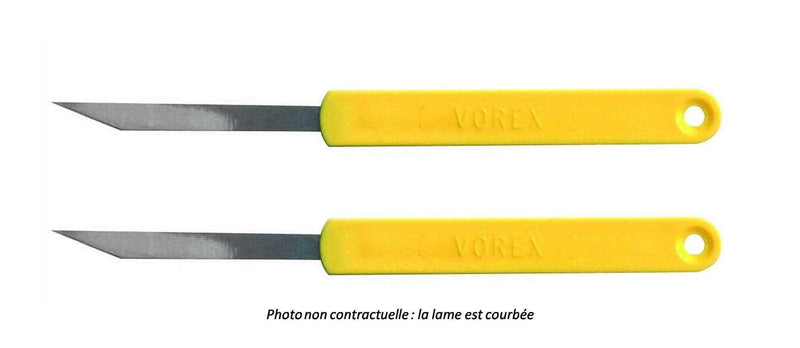 Set de 2 lames de boulanger inox courbe manche jaune