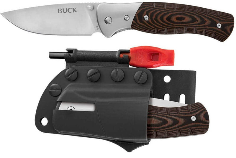 Couteau pliant BUCK SELKIRK 836BRS manche micarta 13cm + accessoires