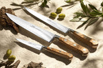 Coffret 3 couteaux SABATIER Provençao 100% forgés manches olivier