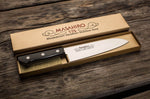 Couteau santoku japonais Masahiro BWH 17.5cm acier MBS-26 manche Pakkawood