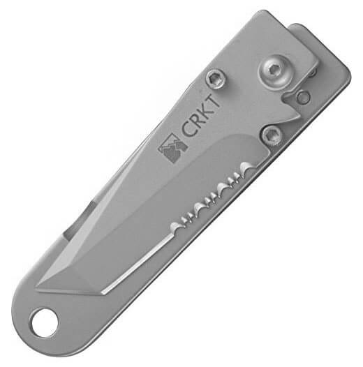 Couteau pliant CRKT KISS 5510 dentelé manche inox porte-billets 8,9cm