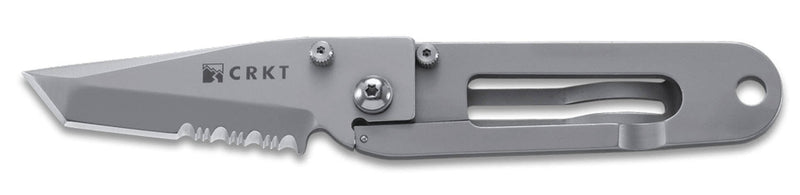Couteau pliant CRKT KISS 5510 dentelé manche inox porte-billets 8,9cm
