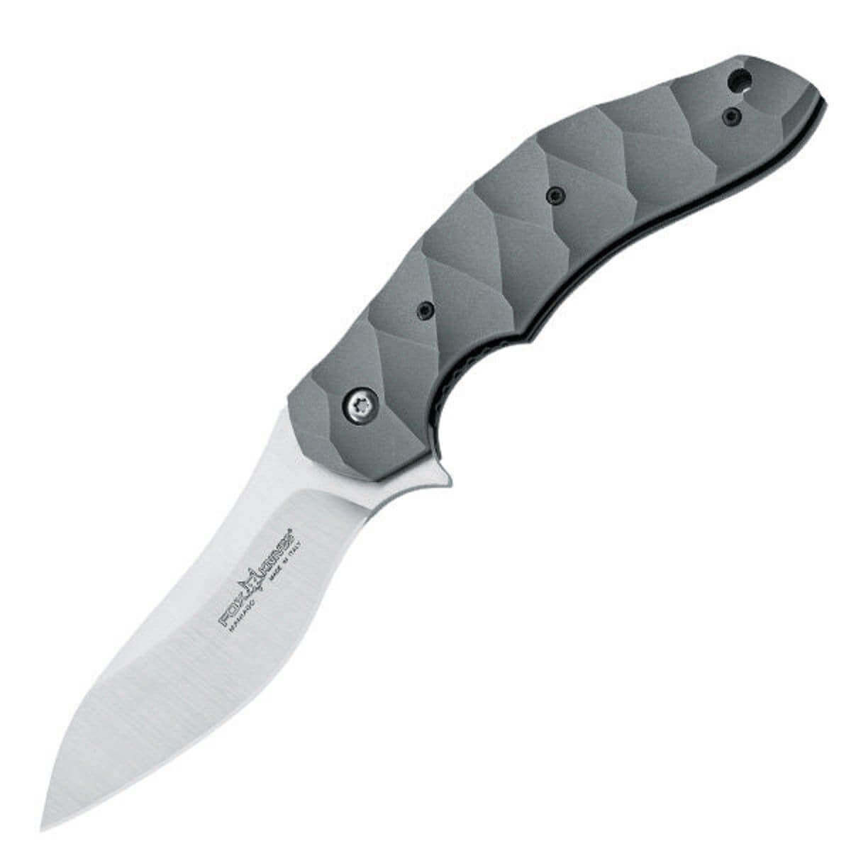Couteau pliant Ansø FOX FX-302 manche 12cm titanium ondulé + étui