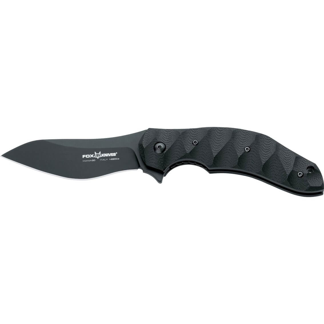 Couteau pliant Ansø FOX Fx-302 G10 manche noir 12cm ondulé + étui