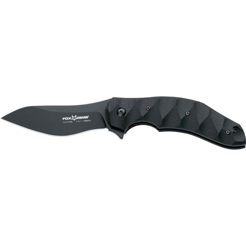Couteau pliant Ansø FOX Fx-302 G10 manche noir 12cm ondulé + étui