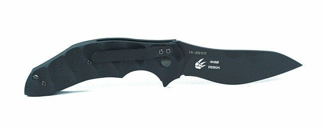 Couteau pliant Ansø FOX Fx-302 G10 manche noir 12cm ondulé + étui