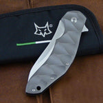 Couteau pliant Ansø FOX FX-302 manche 12cm titanium ondulé + étui