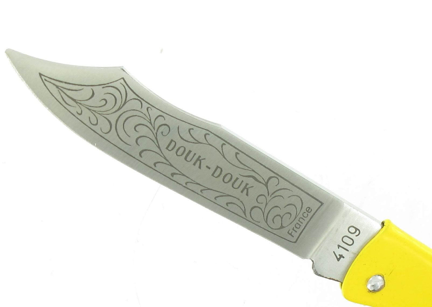 Couteau pliant Douk-Douk 815 acier inox manche métal jaune chromé 11cm