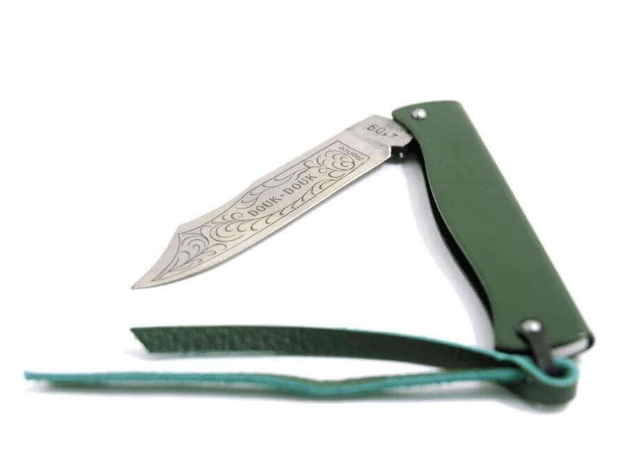 Couteau pliant Douk-Douk 815 acier inox manche métal vert chromé 11cm