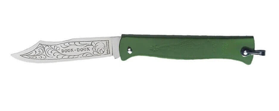 Couteau pliant Douk-Douk 815 acier inox manche métal vert chromé 11cm
