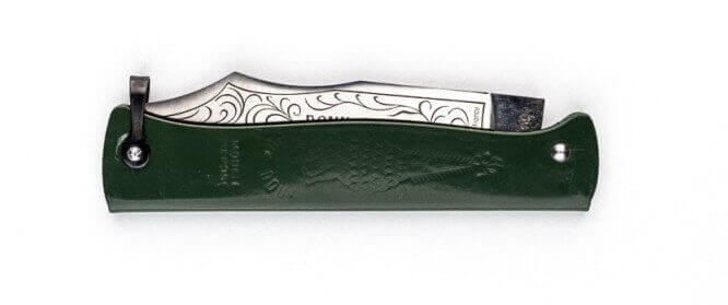 Couteau pliant Douk-Douk 815 acier inox manche métal vert chromé 11cm
