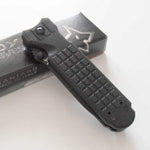 Couteau pliant FOX 1446 Predator 2F à dents manche 12cm forprène noir