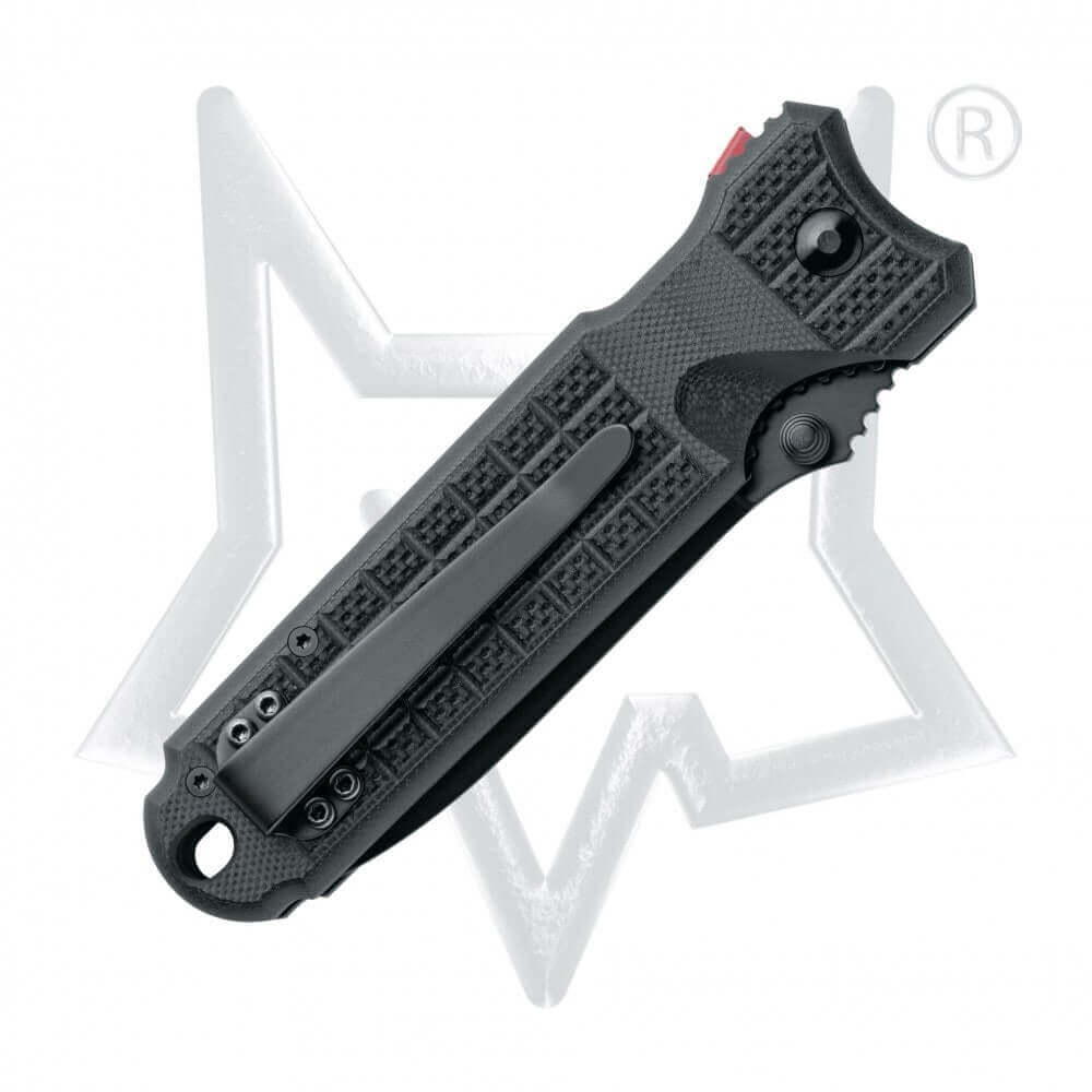 Couteau pliant FOX 1446 Predator 2F à dents manche 12cm forprène noir