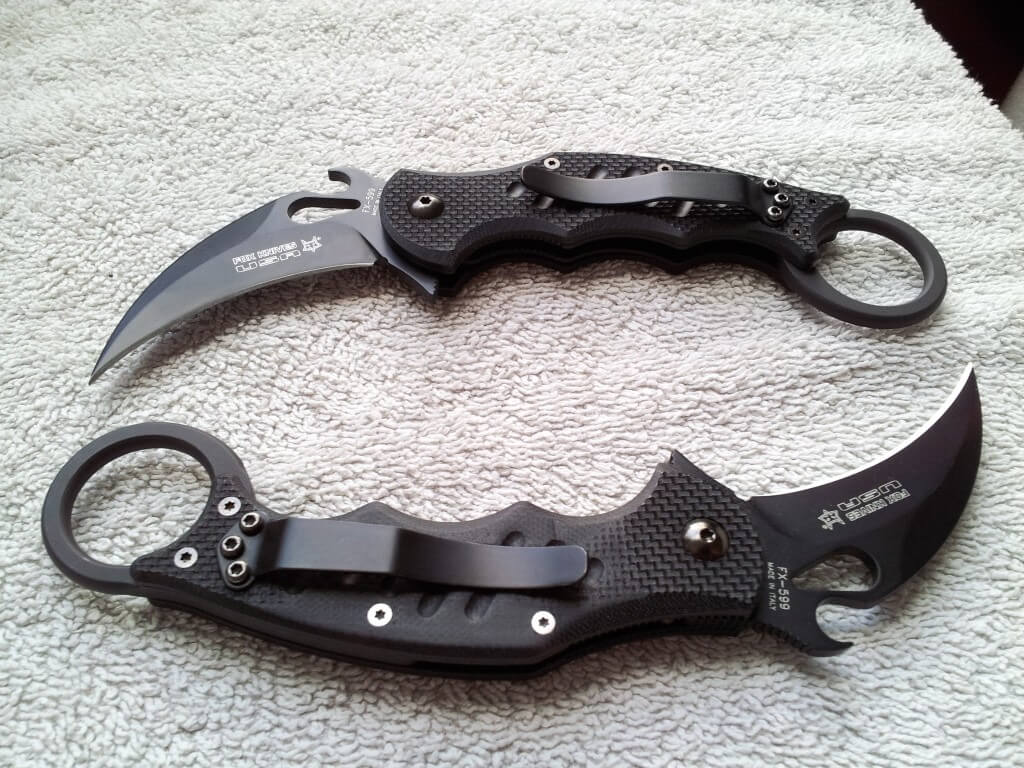 Couteau pliant FOX Military FX-599 Karambit manche G10 noir 10cm