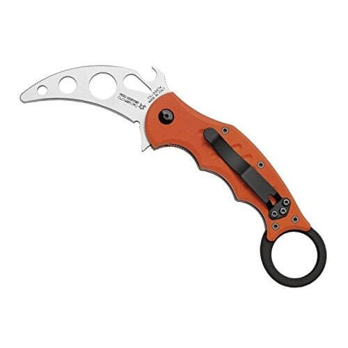 Couteau pliant FOX FX-599TK Military Training Karambit manche G10 orange 10 cm