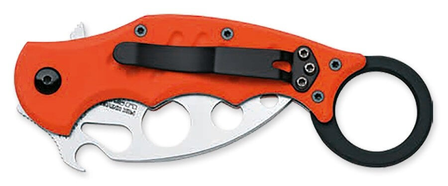 Couteau pliant FOX FX-599TK Military Training Karambit manche G10 orange 10 cm