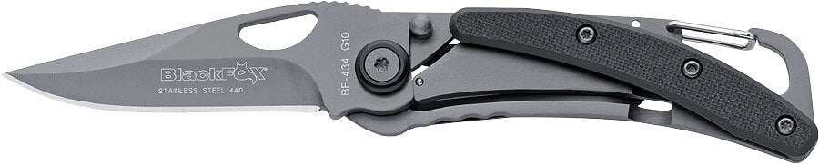Couteau pliant BLACK FOX BF-434 G10/titanium noir 9cm mousqueton