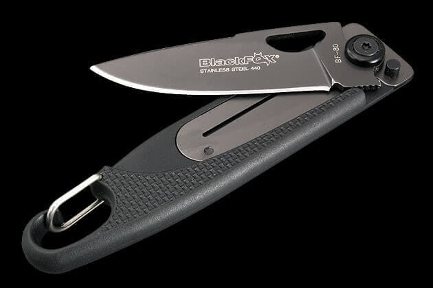 Couteau pliant Black FOX BF-81 à dents manche 10.5 cm Zytel noir