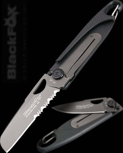 Couteau pliant Black FOX BF-81 à dents manche 10.5 cm Zytel noir