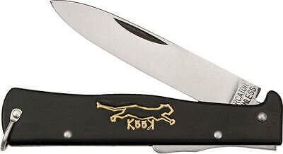 Couteau pliant OTTER Mercator K55K acier inox manche gravé métal noir 11cm