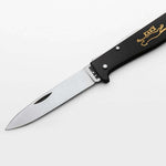 Couteau pliant OTTER Mercator K55K acier inox manche gravé métal noir 11cm