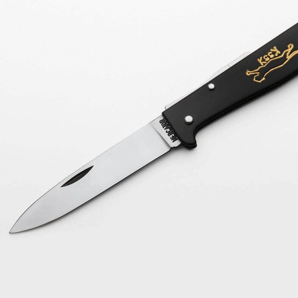 Couteau pliant OTTER Mercator K55K acier inox manche gravé métal noir 11cm