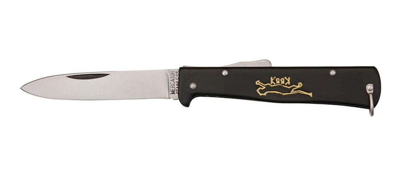 Couteau pliant OTTER Mercator K55K acier inox manche gravé métal noir 11cm