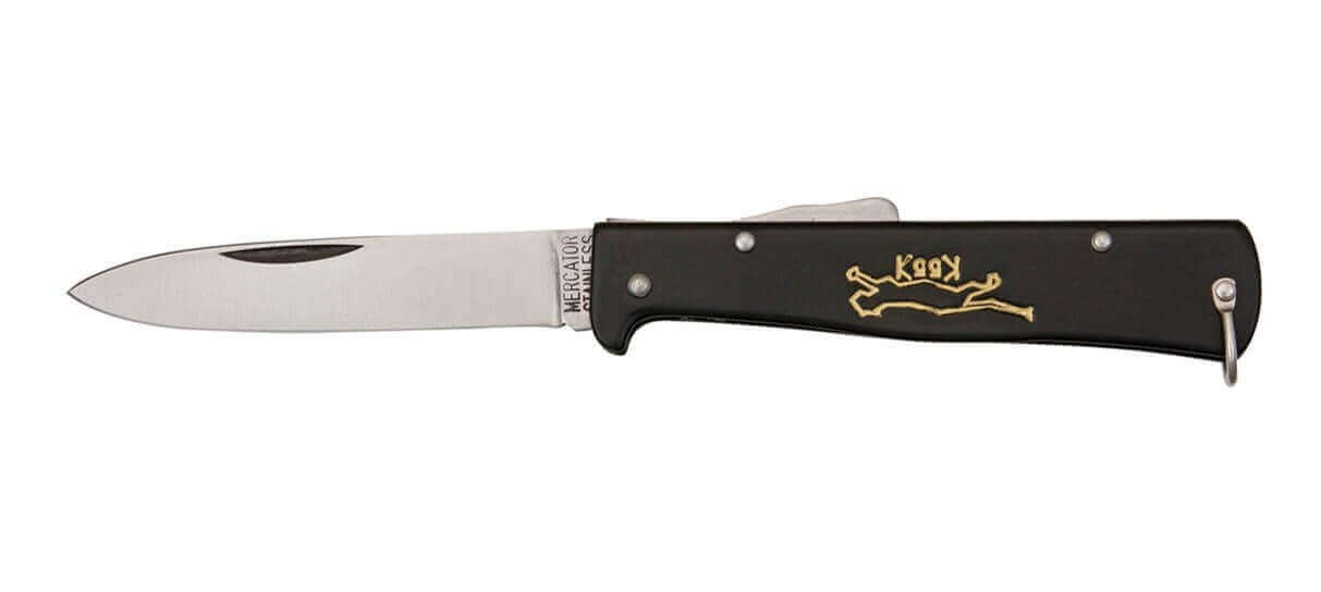 Couteau pliant OTTER Mercator K55K acier inox manche gravé métal noir 11cm