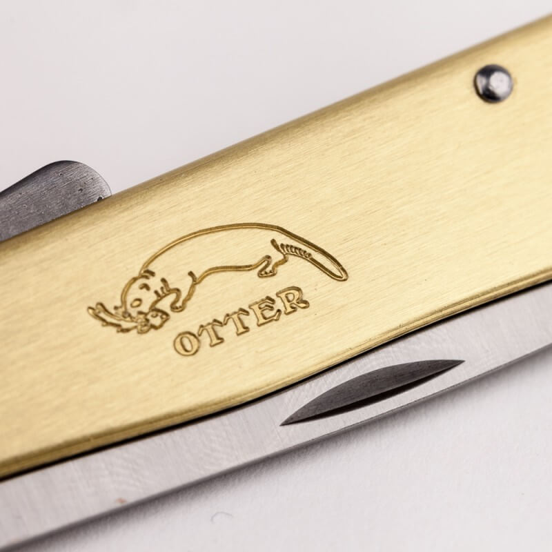 Couteau pliant OTTER Mercator acier inox manche laiton gravé 11cm