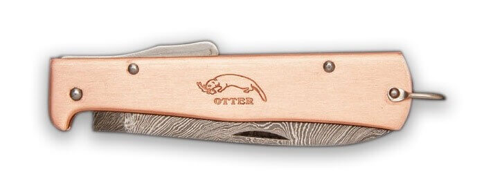 Couteau pliant OTTER Mercator acier damas 256 couches manche cuivre 11cm