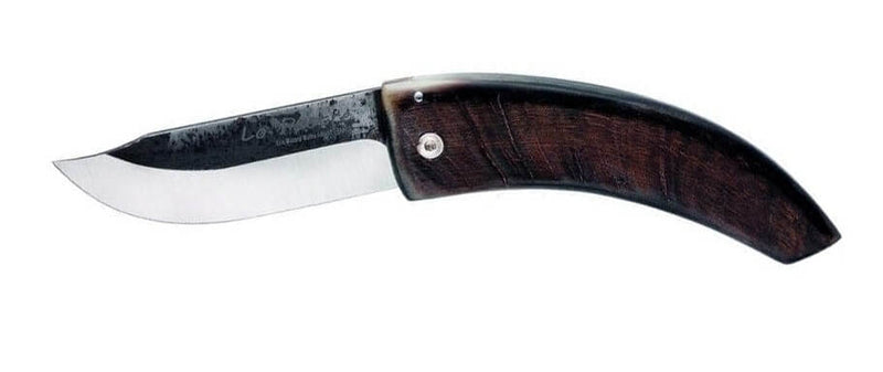 Couteau pliant Lo Pastre carbone semi-brut manche corne de chèvre 12cm
