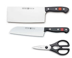 Coffret 3 pièces Wusthof Gourmet couteau de chef chinois + santoku + ciseaux