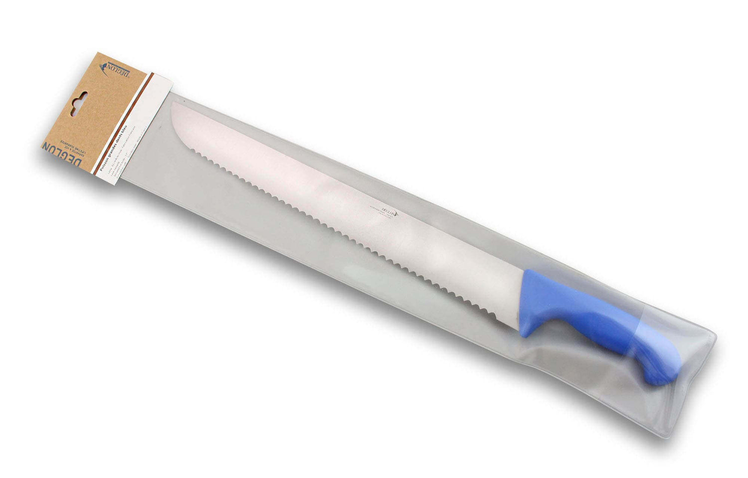 Couteau à poisson DEGLON lame 42cm grandes dents manche PP bleu