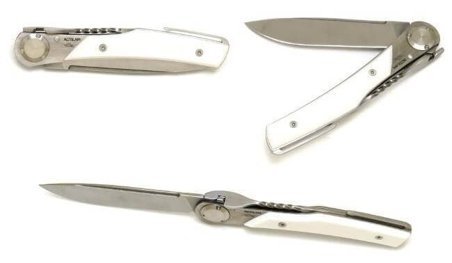Couteau pliant Actilam T3 lame forgée manche corian blanc 11cm