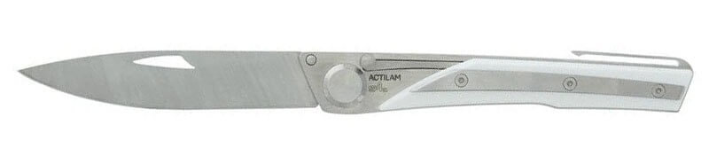 Couteau pliant Actilam S4 lame forgée manche acier/corian blanc 11cm