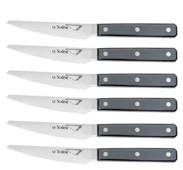 Coffret 6 couteaux à steak Au Nain Scalène 11cm micro-denté manches gris