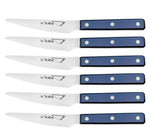 Coffret 6 couteaux à steak Au Nain Scalène 11cm micro-denté manche bleu