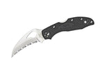 Couteau pliant Spyderco BYRD Hawkbill lame à dents manche noir 10cm