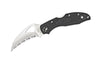 Couteau pliant Spyderco BYRD Hawkbill lame à dents manche noir 10cm
