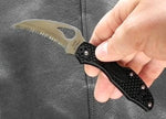 Couteau pliant Spyderco BYRD Hawkbill lame à dents manche noir 10cm