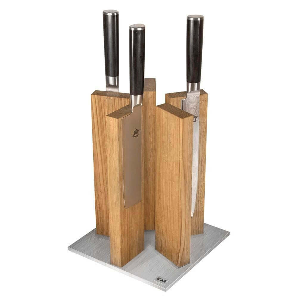Bloc cuisine vide KAI Stonehenge aimanté en chêne et acier inoxydable - 10 places