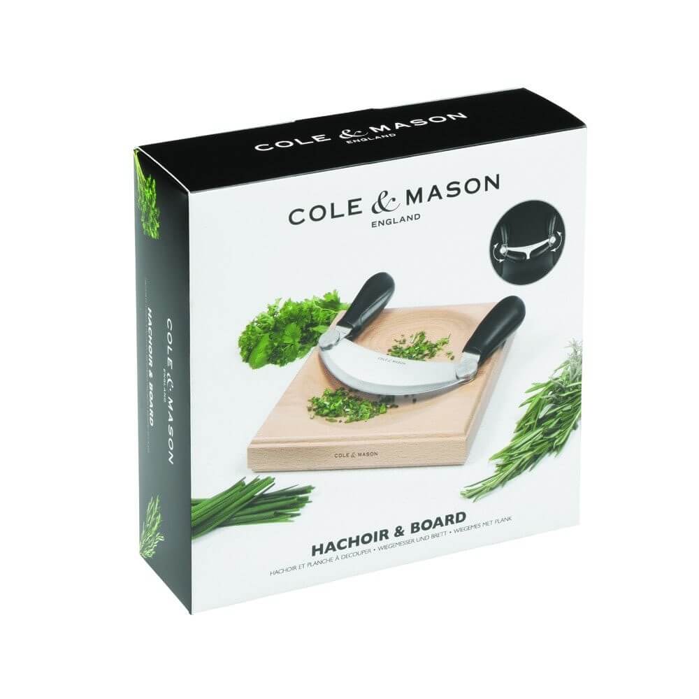 Hachoir à herbes Cole & Mason avec planche à découper en bois