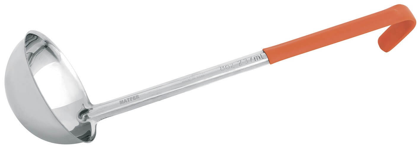 Louche professionnelle Matfer 23,7cl acier inox monobloc 106mm manche orange