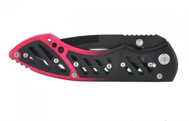 Couteau pliant Herbertz 240811 semi denté manche métal noir/rouge 11cm