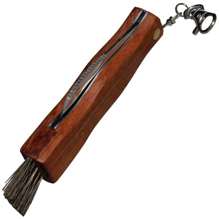 Couteau à champignon Herbertz 251411 inox manche bois 11cm + brosse