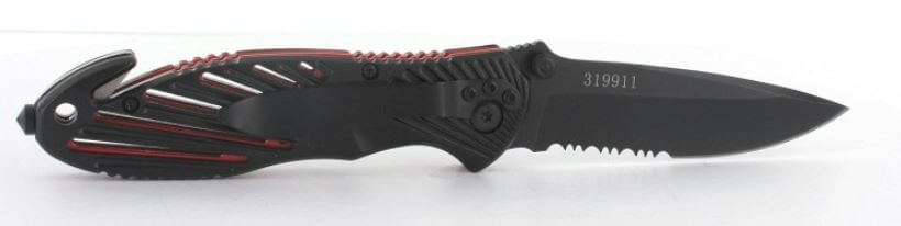 Couteau pliant Puma Tec 319911 à dents manche alu 11cm + fonctions secours