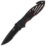Couteau pliant Puma Tec 319911 à dents manche alu 11cm + fonctions secours