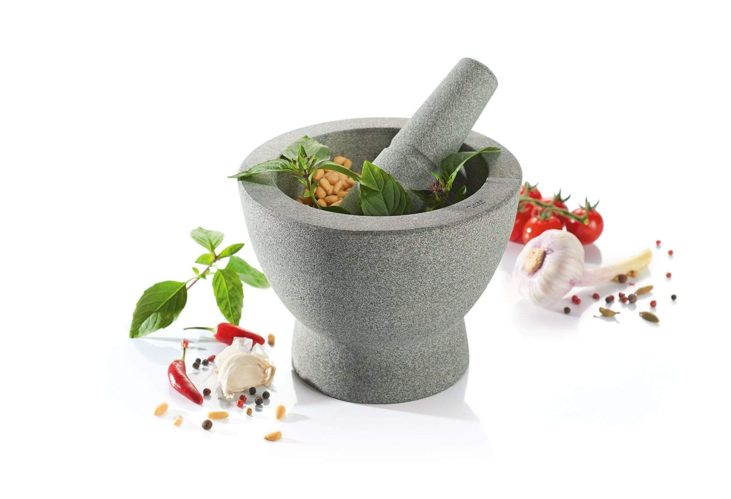 Mortier design Gefu Crunchy en granit gris double face + pilon